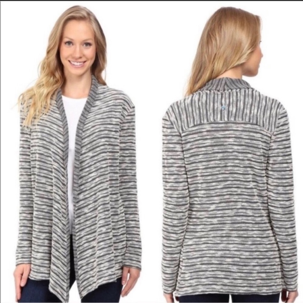 Kuhl Viva Gray Marled Open Front Asymmetrical‎ Cardigan Sweater XS